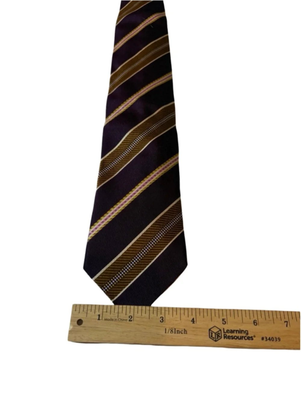 Ermenegildo Zegna Silk Tie Purple Brown Stripe Italy Luxury Designer
